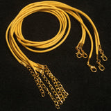 5 Pcs, 2mm Cotton Necklace Dori With Clasp And Extension Chain Golden