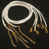 5 Pcs, 2mm Cotton Necklace Dori With Clasp And Extension Chain Golden