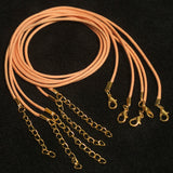 5 Pcs, 2mm Cotton Necklace Dori With Clasp And Extension Chain Golden