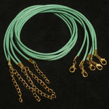 5 Pcs, 2mm Cotton Necklace Dori With Clasp And Extension Chain Golden