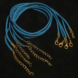 5 Pcs, 2mm Cotton Necklace Dori With Clasp And Extension Chain Golden