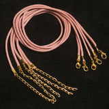 5 Pcs, 2mm Cotton Necklace Dori With Clasp And Extension Chain Golden