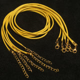 5 Pcs, 2mm Cotton Necklace Dori With Clasp And Extension Chain Golden