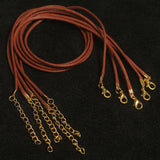 5 Pcs, 2mm Cotton Necklace Dori With Clasp And Extension Chain Golden