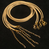 5 Pcs, 2mm Cotton Necklace Dori With Clasp And Extension Chain Golden