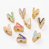 7x5mm Letter V Alloy Enamel Beads, Mixed Color