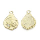 25x18mm Alloy Teardrop with Butterfly Pendants Light Gold