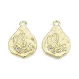 25x18mm Alloy Teardrop with Butterfly Pendants Light Gold