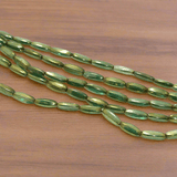 3 Strings Fire Polish Oval Glass Beads Green 13x4mm