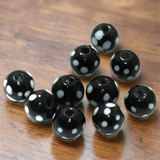 100 Pcs Glass Round Beads Black and White 9mm