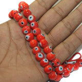 1 String, 10mm Glass Evil Eye Beads White