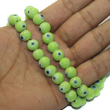 1 String, 10mm Glass Evil Eye Beads White