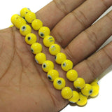 1 String, 10mm Glass Evil Eye Beads White