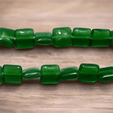 3 Strings Fire Polish Square Beads Green 10mm