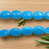 5 Strings Fire Polish Oval Beads Sky Blue 12x8mm