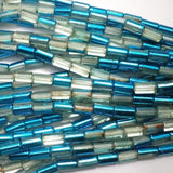 5 Strings Half Metallic Tube Beads  10x6 mm