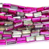 5 Strings Half Metallic Tube Beads  10x6 mm