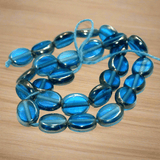 1 String 11X9mm  Window Metallic Lining Flat Oval Beads