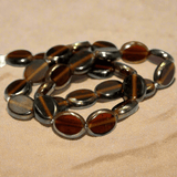 1 String 11X9mm  Window Metallic Lining Flat Oval Beads