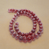 3 Strings Kharbooja Glass Beads Light Red 10mm