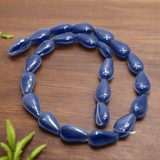 5 Strings Glass  Drop Beads Blue 18x10mm