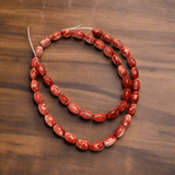 5 Strings Marble Oval Beads Red 9x6mm