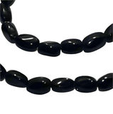 4 Strings Fire Polish Twisty Oval Beads Black 6x4 mm