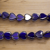 1 Strings 10mm Window Metallic Lining Heart Beads