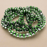 6 String Glass Round Beads Green 6mm