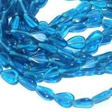 5 Strings Glass  Drop Beads Topaz 12x8 mm