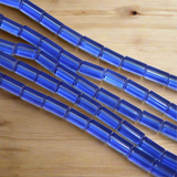 1 Strings Glass Tube Beads 16x8mm Blue