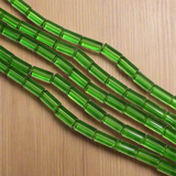 1 Strings Glass Tube Beads 16x8mm Green