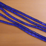 5 Strings Glass Tube Beads Blue 4x8mm