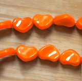 2 Strings Fire Polish Heart Beads Orange 12x18mm