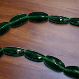 1 string of Oblong Glass Oval Beads Green 18x12