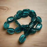 1 string of Glass Oval Beads Teal 15x12mm