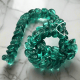 1 string 12mm Twisty Glass Beads Teal