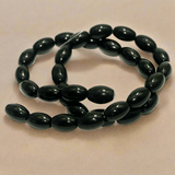 5 strings Glass Oval Beads Black 10x6mm