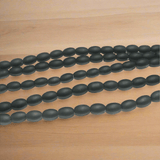 5 Strings Glass Beads Oval Black Matt 10x6mm