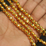 8mm Brass Faceted Round Golden Beads