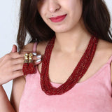 Glass Seed Beads Beaded Multilayer Necklace Set