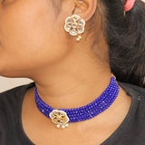 Glass Crystal Beaded Kundan Choker Set