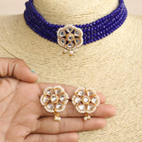 Glass Crystal Beaded Kundan Choker Set