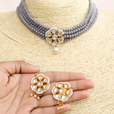 Glass Crystal Beaded Kundan Choker Set