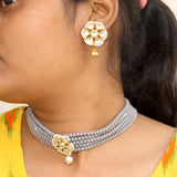 Glass Crystal Beaded Kundan Choker Set