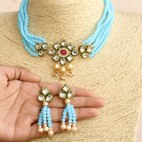 Glass Crystal Beaded Kundan Choker Set