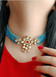 Glass Crystal Beaded Kundan Choker Set