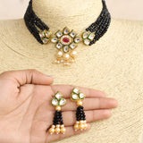 Glass Crystal Beaded Kundan Choker Set