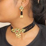 Glass Crystal Beaded Kundan Choker Set