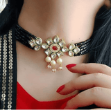 Glass Crystal Beaded Kundan Choker Set